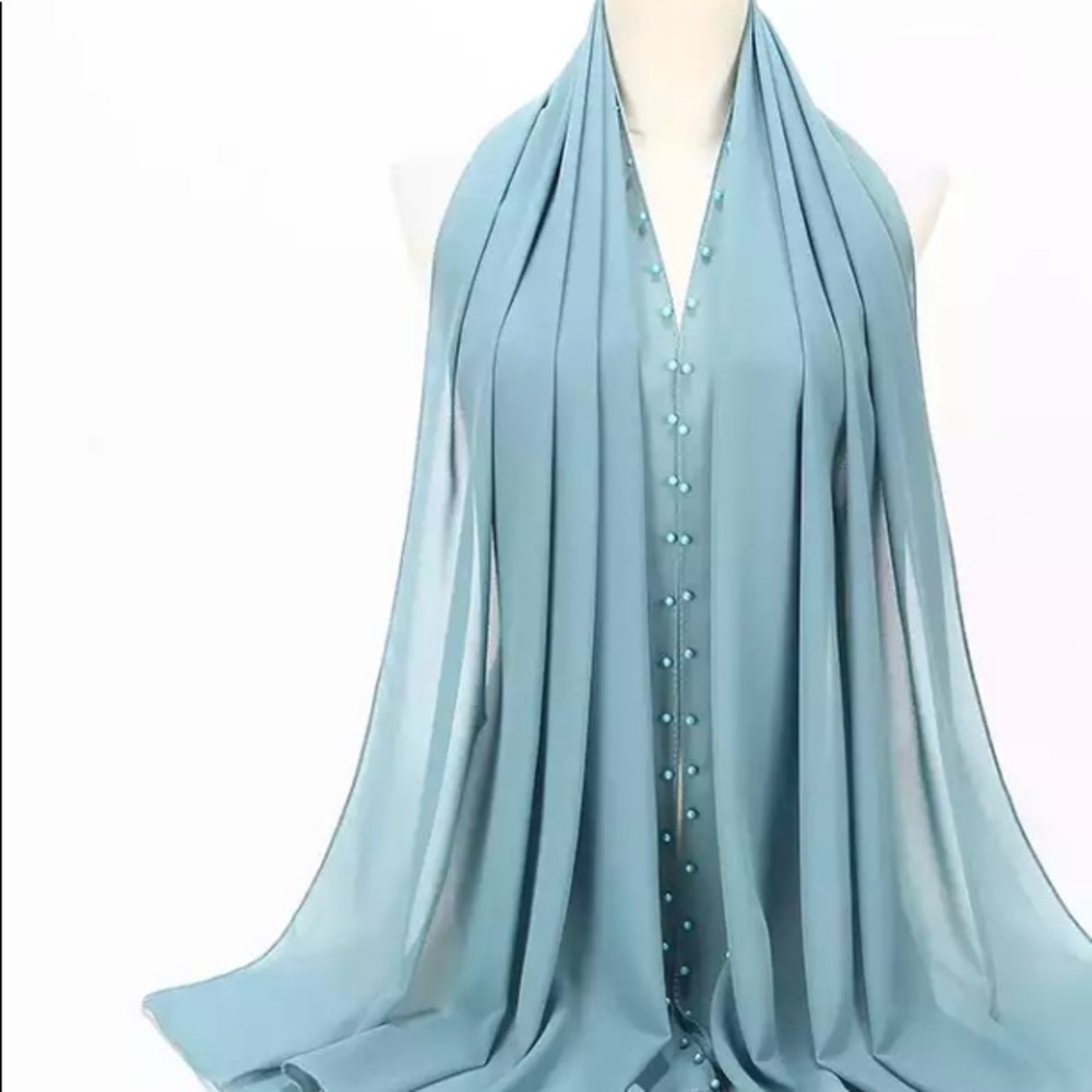 Women’s With Pearl Chiffon Scarf  Shawl